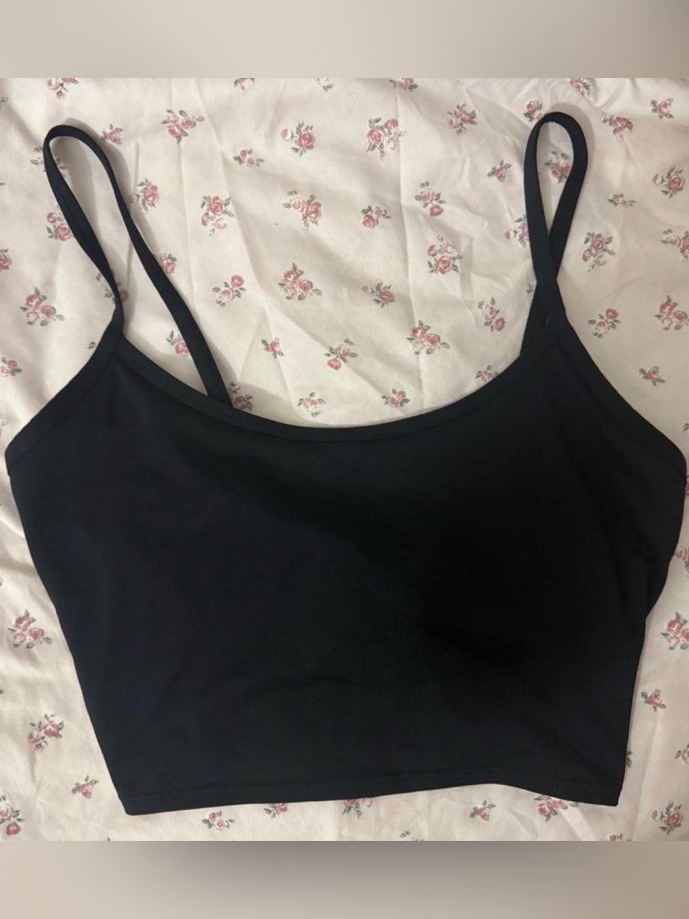 PINK Victoria's Secret Black Cropped Strappy Tank Top